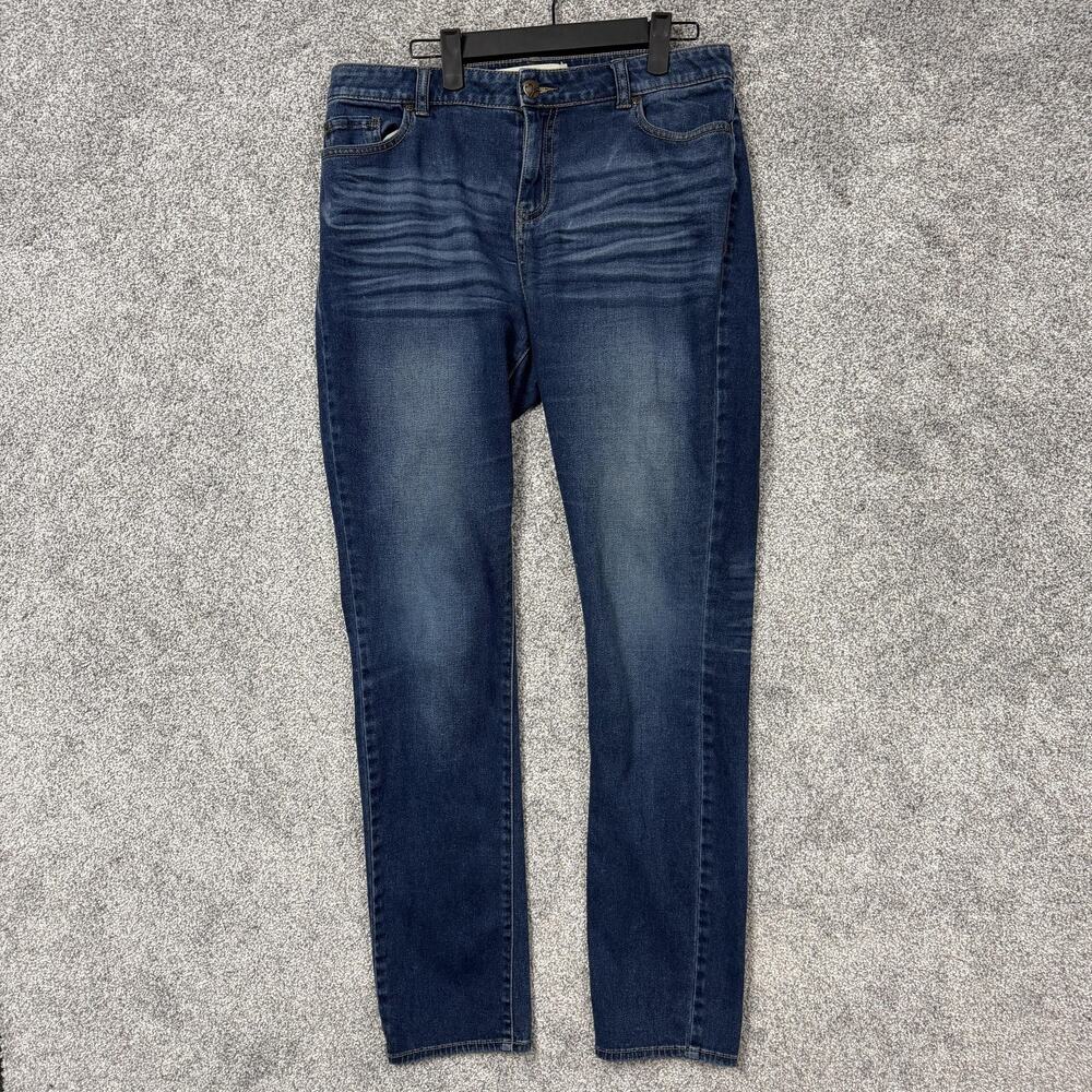 Fashion Bug Jeans Womens 10T 32x29.5 Blue Mid Rise Skinny Stretch Denim Whisker